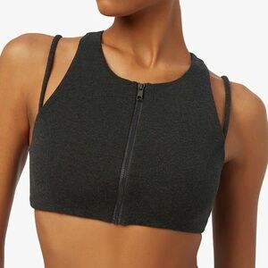 NEW Revolve WeWoreWhat Double Strap Zip Up Bra Dark Gray